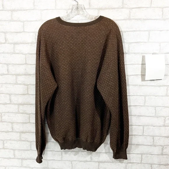 Tricots St. Raphael brown pure new wool—Merino wool sweater size Large